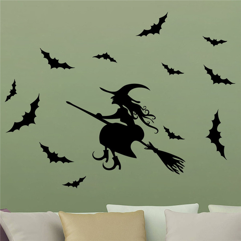 great decoration waterproof fantastic halloween party witch bat sticker decor wall paper art removable ornaments great decoration waterproof fantastic halloween party witch bat sticker decor wall paper art removable ornaments