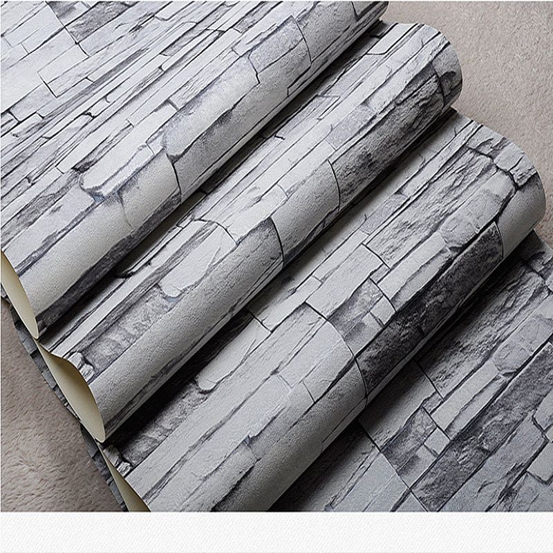 grey color home decoration modern vintage natural wood pulp dull polish brick pattern vinyl 10m wallpaper roll living room