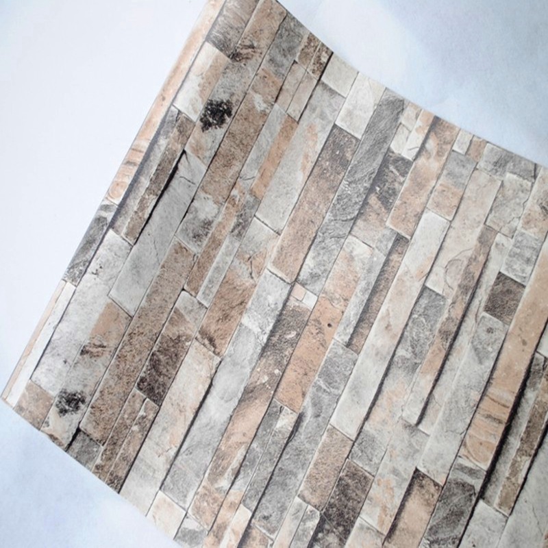 grey color home decoration modern vinyl wallpaper tv background vintage 3d effect natural embossed stack stone brick tile