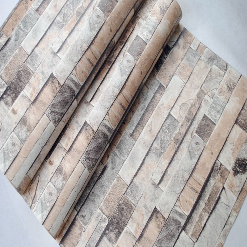grey color home decoration modern vinyl wallpaper tv background vintage 3d effect natural embossed stack stone brick tile