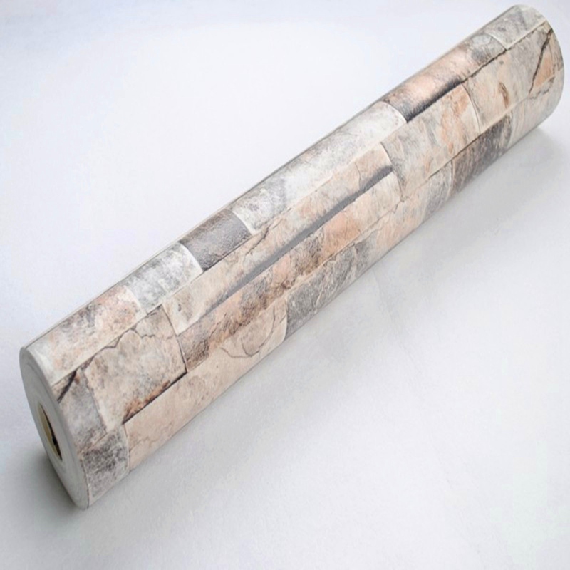 grey color home decoration modern vinyl wallpaper tv background vintage 3d effect natural embossed stack stone brick tile