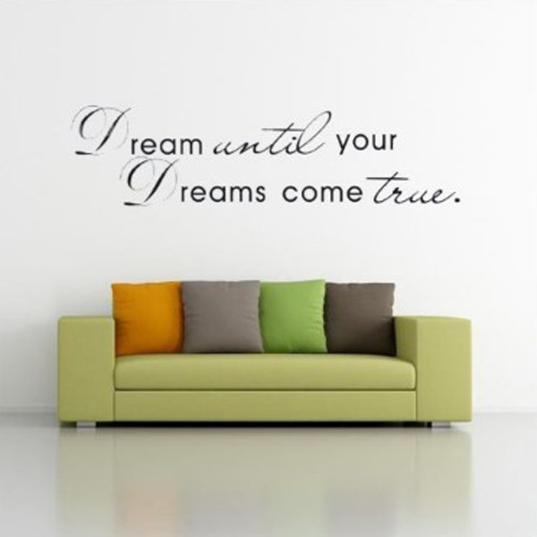 home decor diy wallpaper art words dream until your dreams come true quote home room decor removable wall sticker 45x32cm