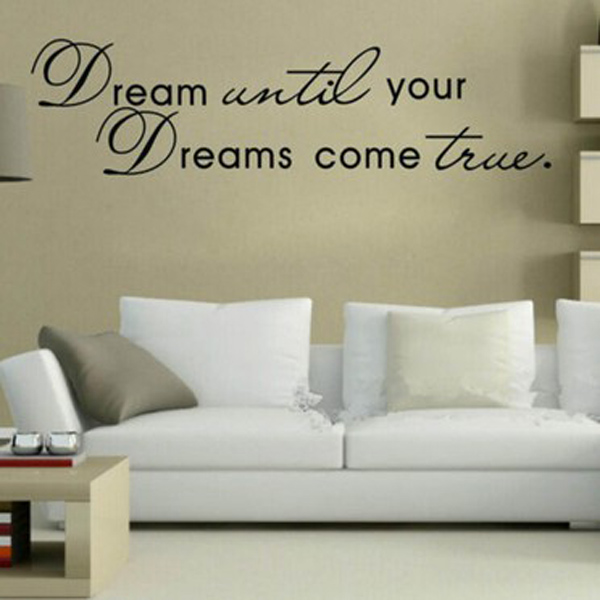 home decor diy wallpaper art words dream until your dreams come true quote home room decor removable wall sticker 45x32cm