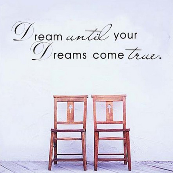 home decor diy wallpaper art words dream until your dreams come true quote home room decor removable wall sticker 45x32cm