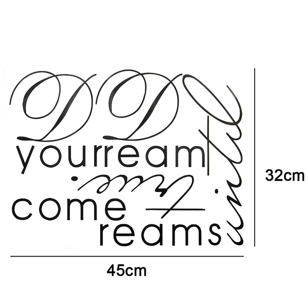 home decor diy wallpaper art words dream until your dreams come true quote home room decor removable wall sticker 45x32cm