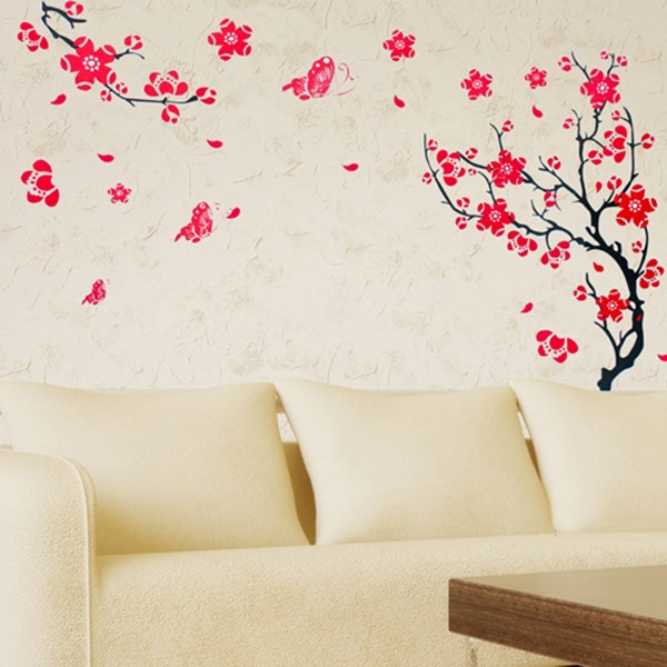home decor diy wallpaper peach blossom flowers tree wallpaper home bedroom decal art decor removable wall sticker 50x70cm