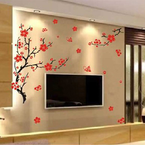 home decor diy wallpaper peach blossom flowers tree wallpaper home bedroom decal art decor removable wall sticker 50x70cm