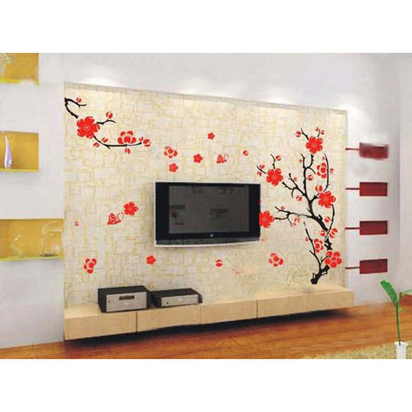 home decor diy wallpaper peach blossom flowers tree wallpaper home bedroom decal art decor removable wall sticker 50x70cm
