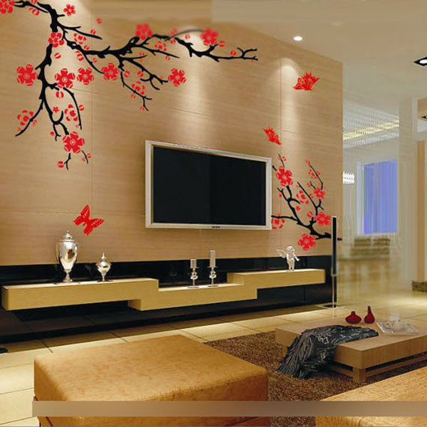 home decor diy wallpaper peach blossom flowers tree wallpaper home bedroom decal art decor removable wall sticker 50x70cm