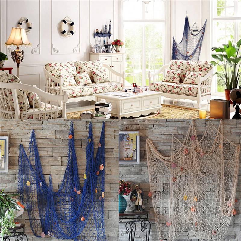 home decoration nautical decorative 2m x 1m fishing net seaside beach shell party door wall decoration