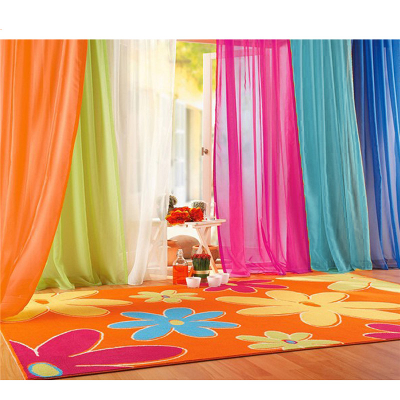 home decoration solid color voile curtain tulle door window curtain drape valance partition decoration 100x200cm