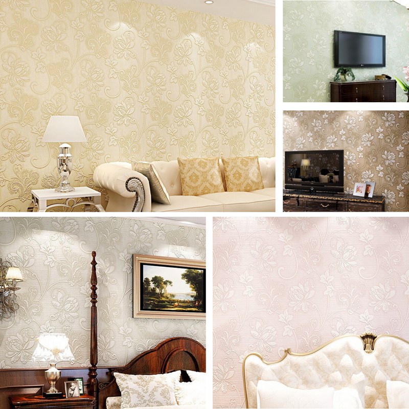 luxury europe home decor 10m/3ft floral 3d embossed textured flocked non-woven wallpaper roll luxury europe home decor 10m/3ft floral 3d embossed textured flocked non-woven wallpaper roll