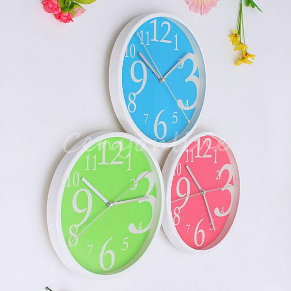 modern design 3 colors lovely sweet large circular quartz round wall clock for home kitchen bedroom office living room study