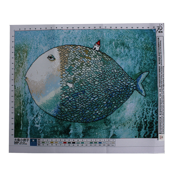 modern design cotton threads 3d print cross stitch kit fish house painting series home deco set for embroidery sewing needlework