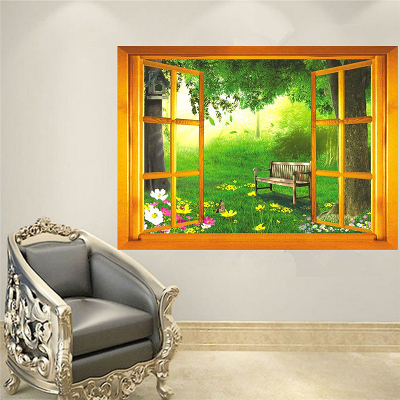 modern design environmentally beautiful 3d window view removable decal home decor mural wall art sticker viny