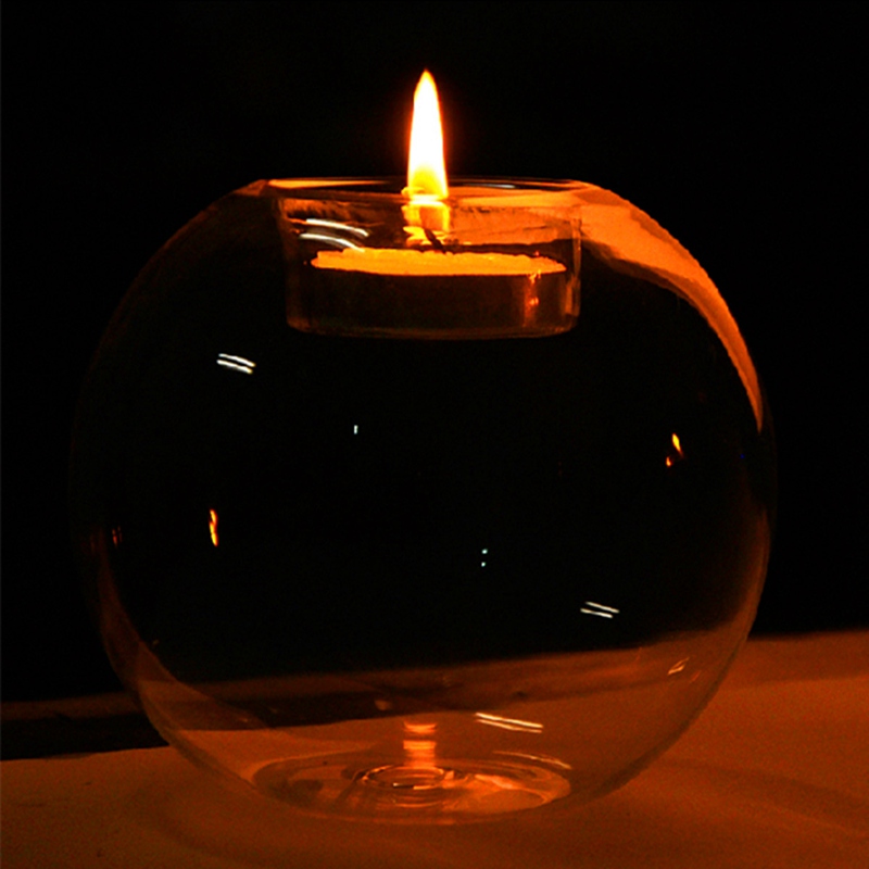 modern design fashion transparent round shape glass candle holder wedding home decorative with one candle romantic dinner