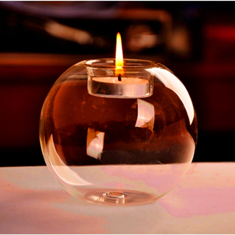 modern design fashion transparent round shape glass candle holder wedding home decorative with one candle romantic dinner