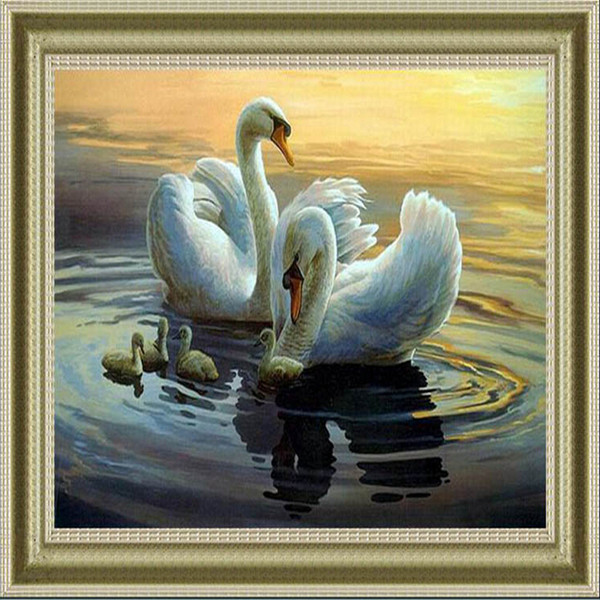 modern design square drill diamond painting new needle cross stitch diamond embroidery white swan aa047 wall home decoration