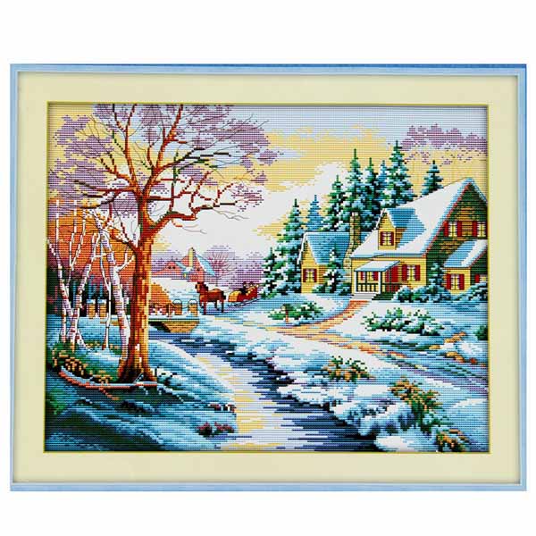modern diy winter snow flower garden house cross stitch kit season cotton thread embroidery handmade needlework set home decor modern diy winter snow flower garden house cross stitch kit season cotton thread embroidery handmade needlework set home decor