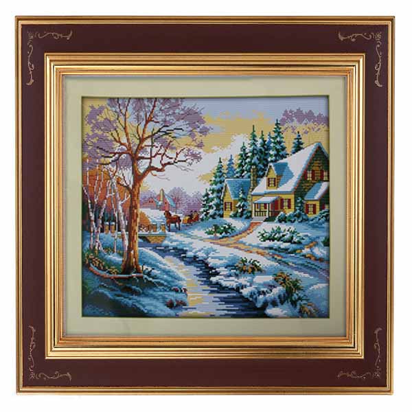 modern diy winter snow flower garden house cross stitch kit season cotton thread embroidery handmade needlework set home decor