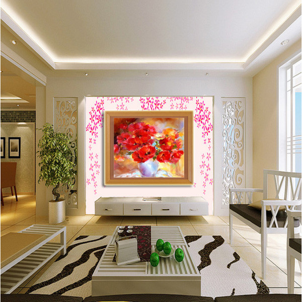 modern poppies diy diamond embroidery painting flowers in vases full mosaic crafts 3d cross stitch kits needlework home decor