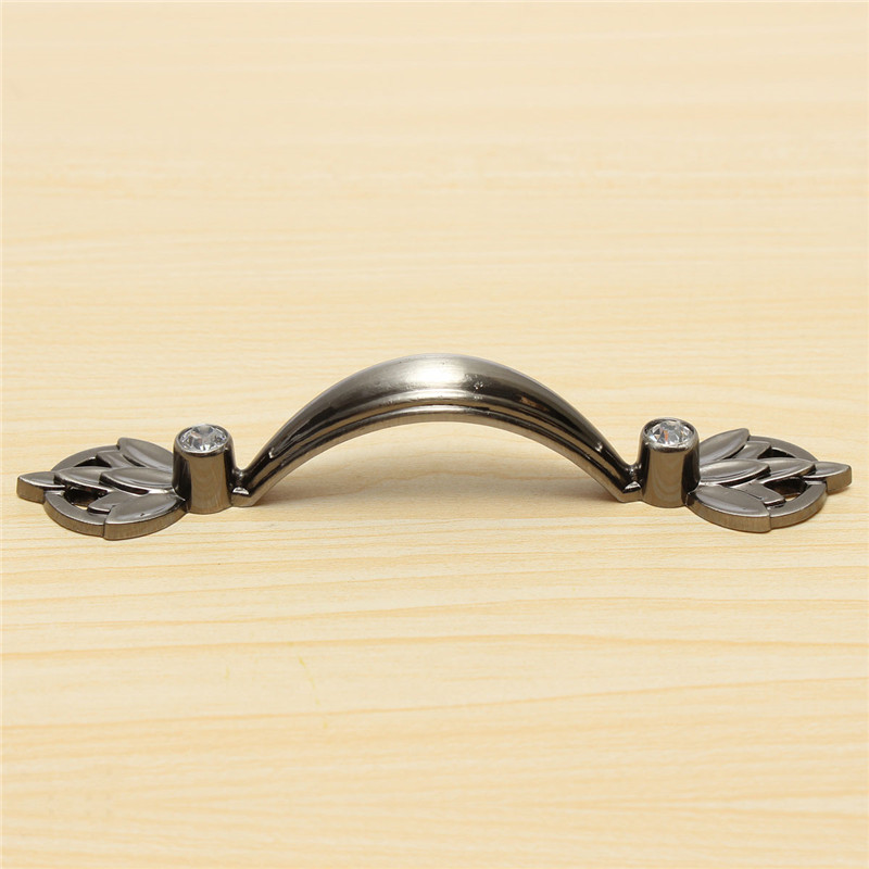new 64mm modern country style kitchen cabinet door drawer hardware pitch black nickel and diamonds pulls handles
