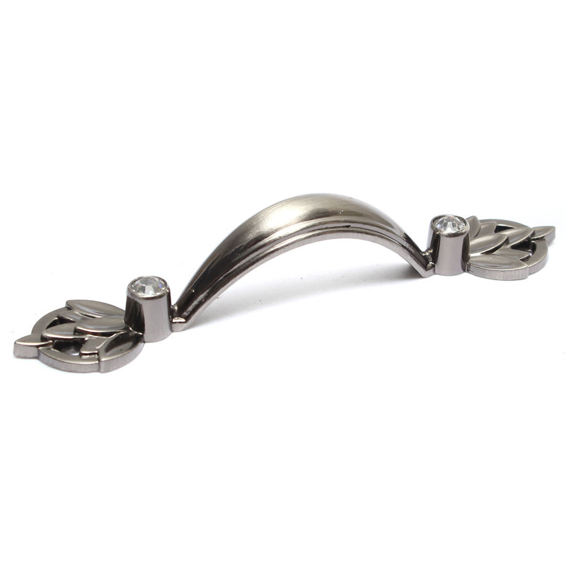new 64mm modern country style kitchen cabinet door drawer hardware pitch black nickel and diamonds pulls handles