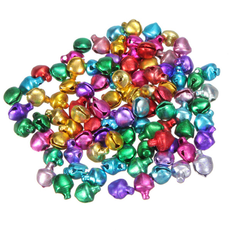 new arrival 200pcs/lot iron loose beads small jingle bells diy handmade crafts christmas colorful decoration pendants