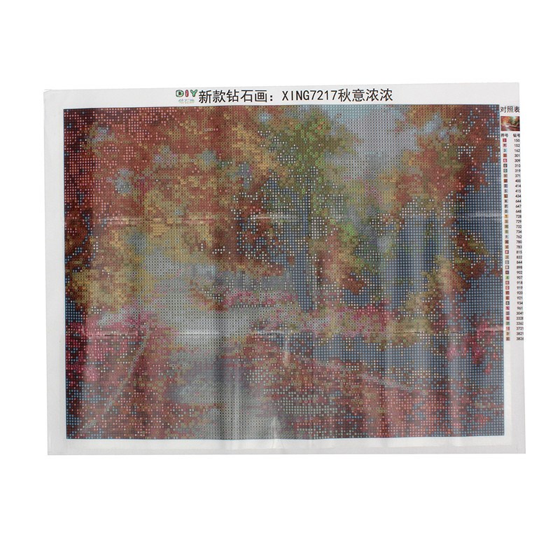 new arrival 3d painting diy cross stitch mosaic inlay full whole square drill art diamond embroidery leaf road scenery 40x30cm