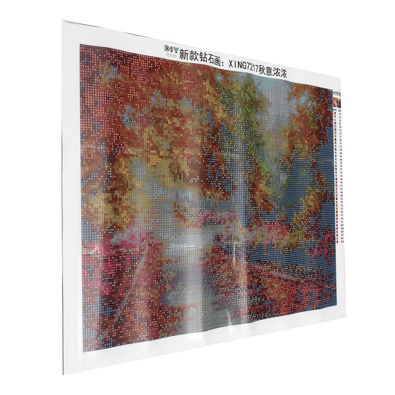 new arrival 3d painting diy cross stitch mosaic inlay full whole square drill art diamond embroidery leaf road scenery 40x30cm