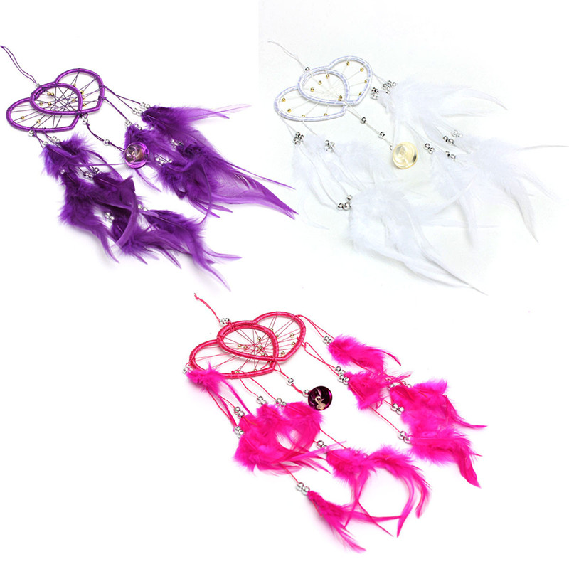 new arrival fashion stylish dream catcher double heart with feathers wall car hanging decoration ornament decorate for home gift new arrival fashion stylish dream catcher double heart with feathers wall car hanging decoration ornament decorate for home gift