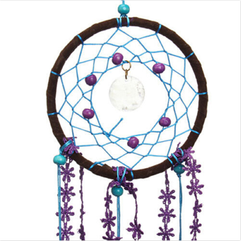 new arrival handmade purple dream catcher circular net feather wall hanging car decor ornament craft beautiful gift