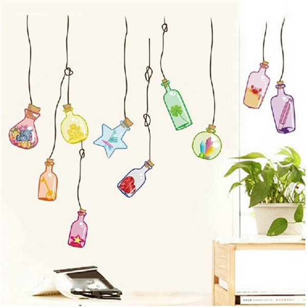 new arrival removable drift bottle wall sticker living room,bedroom home decoration decal for wall/grass/bathroom/smooth place