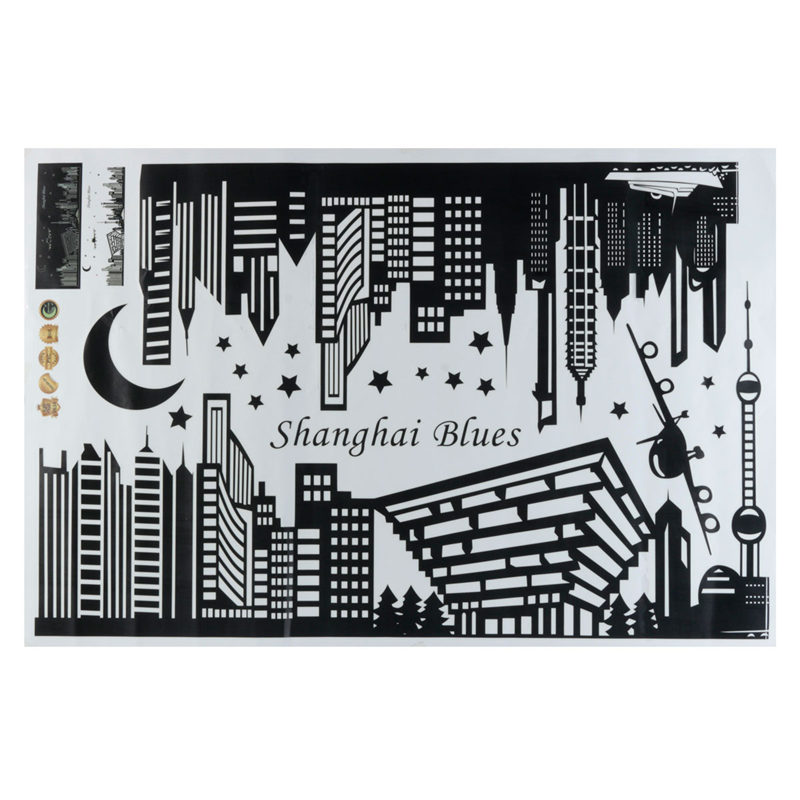 new arrival removable fishion city night scene fluorescent wall sticker room decal home art decor wallpaper pvc 160x65cm