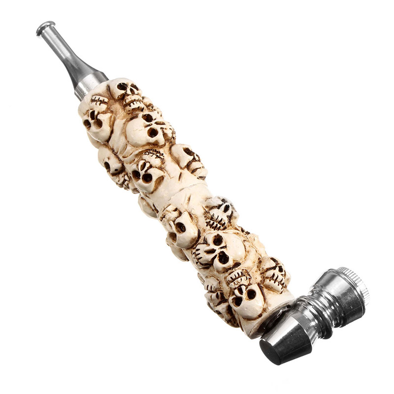 new arrival skull model metal smoking pipe portable tobacco pipes resin material filtering screens resin for best gift