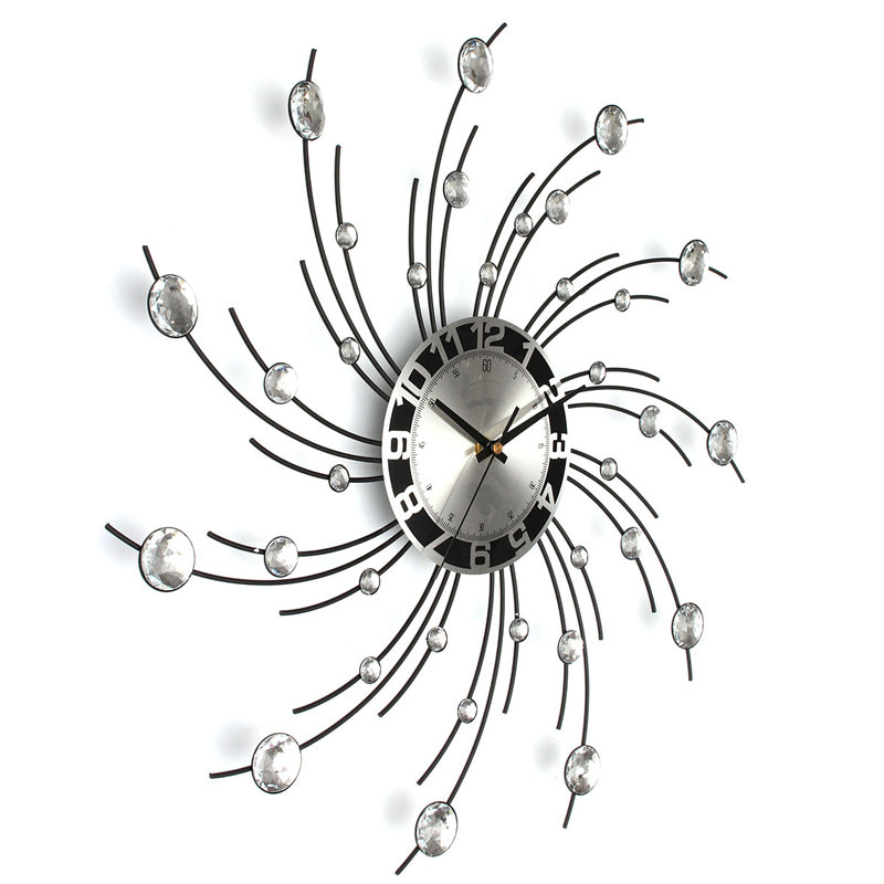 new arrived fashion 33cm silver handcrafted wall clock diamante beaded jeweled sunburst wall clock home decoration new arrived fashion 33cm silver handcrafted wall clock diamante beaded jeweled sunburst wall clock home decoration