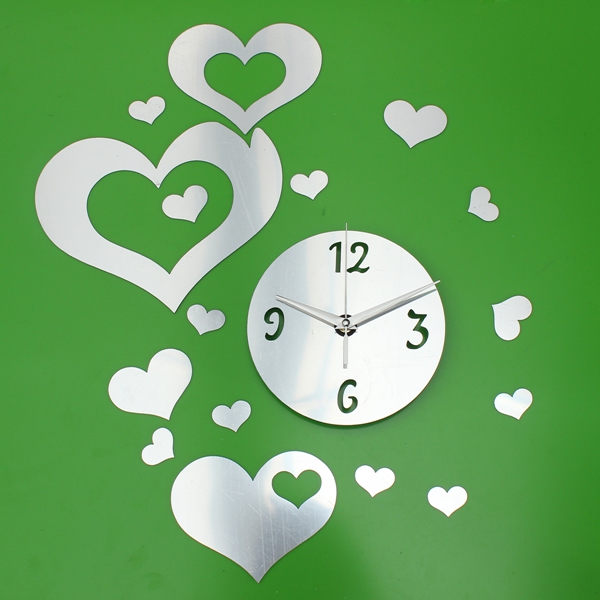 new arrvial 3d diy love heart clock mirror wall sticker modern bedroom home decor decal new excellent quality