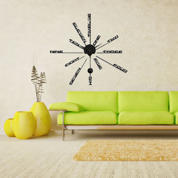 new arrvial 3d diy modern eva art time clock wall stickers livingroom home decor decal black durable