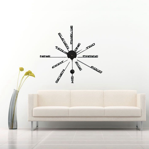 new arrvial 3d diy modern eva art time clock wall stickers livingroom home decor decal black durable