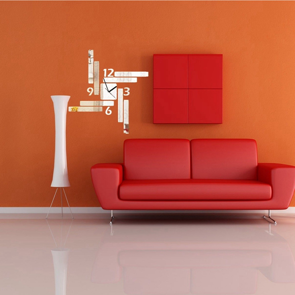new arrvial 3d diy rectangle clock mirror wall stickers modern bedroom home decor decal durable