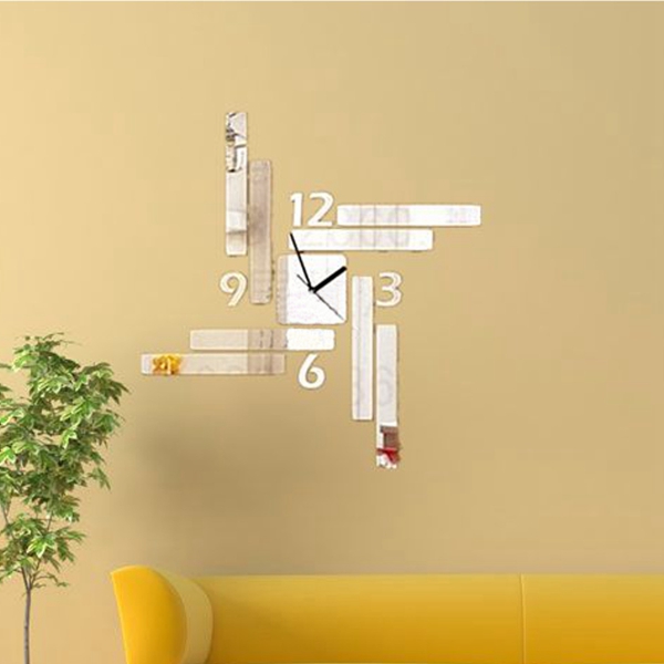 new arrvial 3d diy rectangle clock mirror wall stickers modern bedroom home decor decal durable