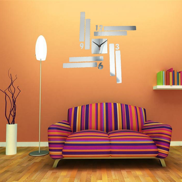 new arrvial 3d diy rectangle clock mirror wall stickers modern bedroom home decor decal durable