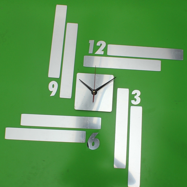 new arrvial 3d diy rectangle clock mirror wall stickers modern bedroom home decor decal durable