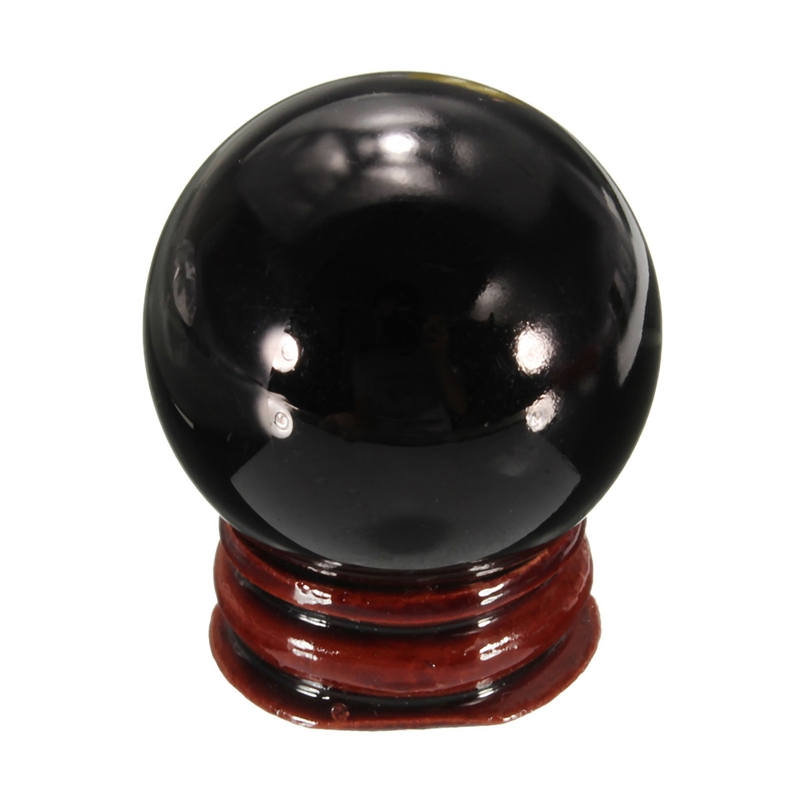 new arrvial 40mm asian rare natural black obsidian sphere large crystal ball healing stone with stand