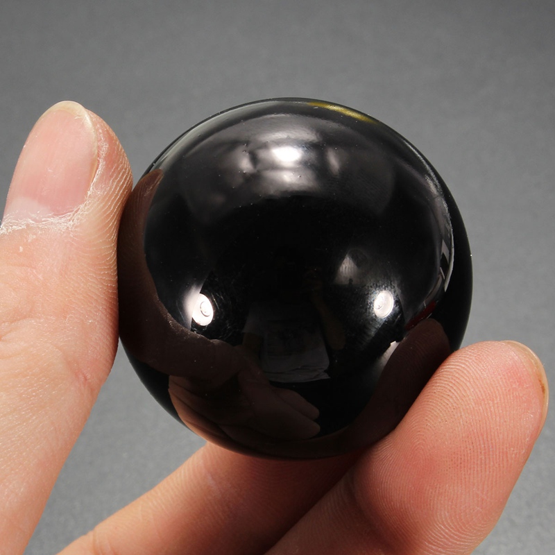 new arrvial 40mm asian rare natural black obsidian sphere large crystal ball healing stone with stand