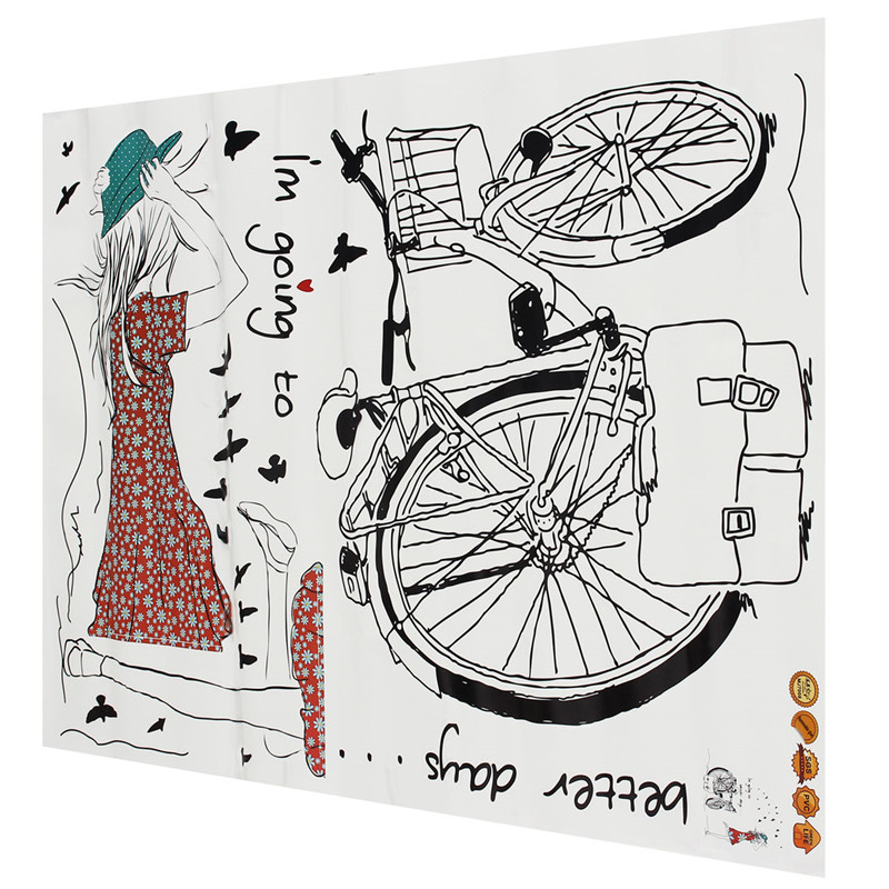 new arrvial diy removable beauty bicycle girl decal wall sticker for art home room decoration bedroom