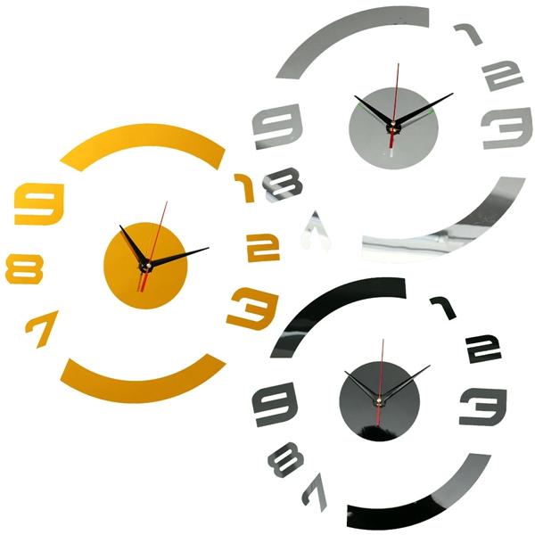new arrvial!! fashion 3d frameless hour wall clock wall sticker livingroom office decal decoration new