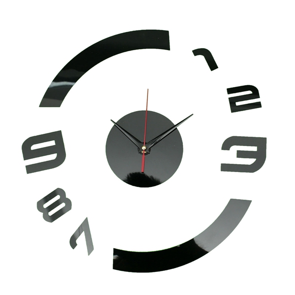 new arrvial!! fashion 3d frameless hour wall clock wall sticker livingroom office decal decoration new