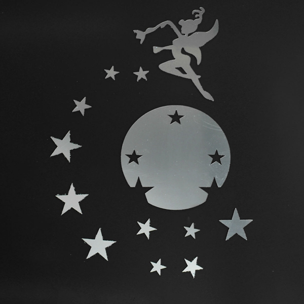new arrvial!!! silver fairy star modern acrylic mirror wall home decal decor vinyl art stickers durable