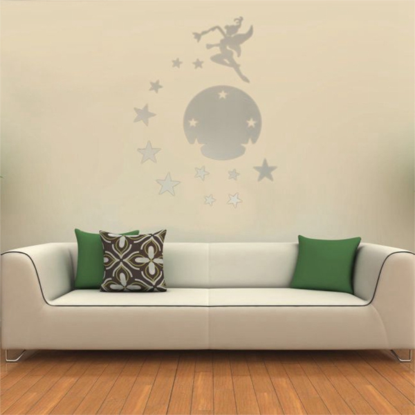 new arrvial!!! silver fairy star modern acrylic mirror wall home decal decor vinyl art stickers durable